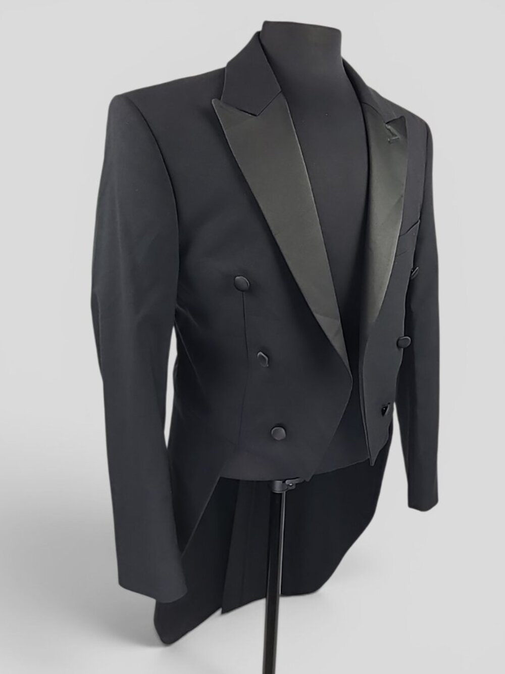 Neil Allyn 100% Wool Black Tailcoat Tuxedo 37R